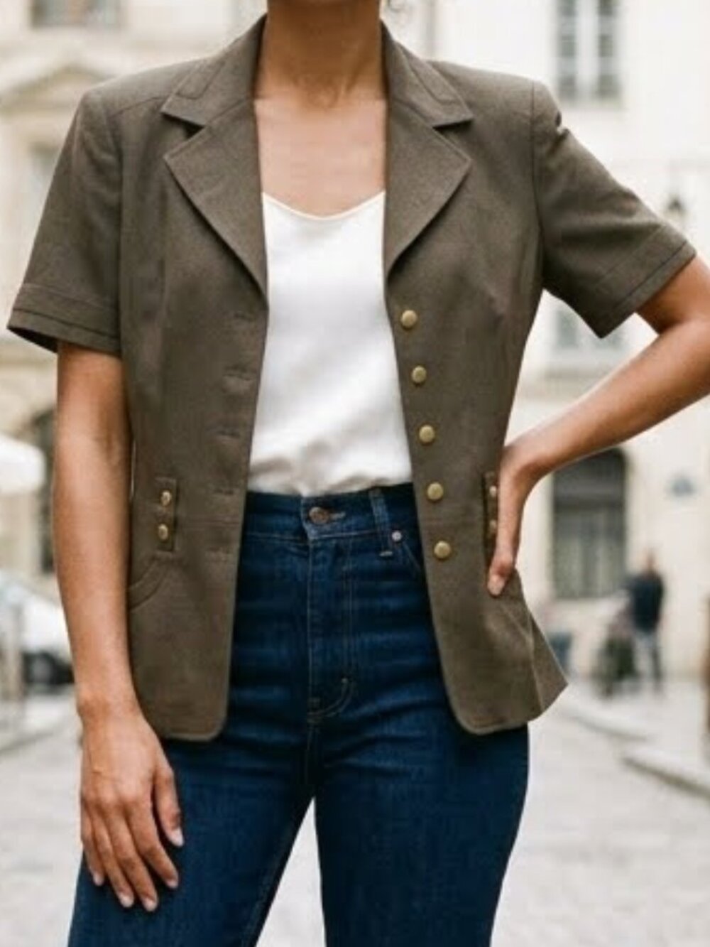 Conrad C Proportion Women's Size 8 Petite Short Sleeve Blazer Jacket Office